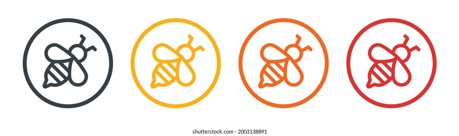 Honey bee icon on round design.