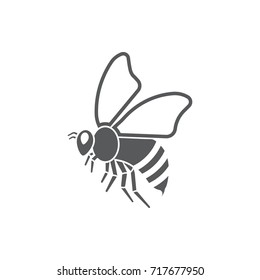 Honey bee icon on the white background. Vector illustration.