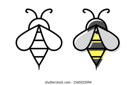 Honey bee icon. Outline thin line flat illustration. Isolated on white background. 
