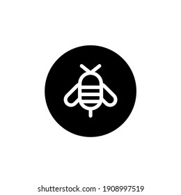 Honey bee icon in round black style. Vector