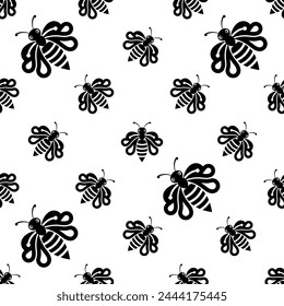 Honey Bee Icon Seamless Pattern Vector Art Illustration