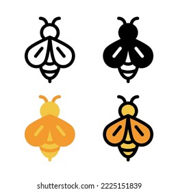Honey bee icon set. Colorful cartoon honey bee icon. Creative geometric honey bee logo design. Vector illustration