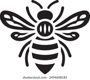 Honey Bee icon, honey bee silhouette on white background