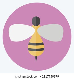 Honey Bee Icon in trendy flat style isolated on soft blue background