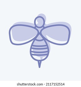 Icono de miel de abeja en el estilo de moda de dos tonos aislado en un fondo azul suave
