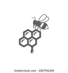 Honey with bee icon vector