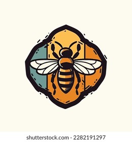 honey bee icon vector ,Health company logo , cartoon