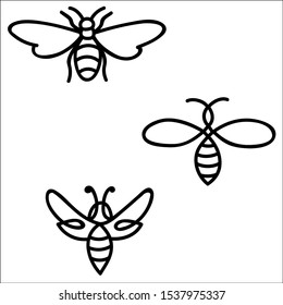 Honey bee icon. Vector illustration.