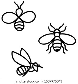 Honey bee icon. Vector illustration.