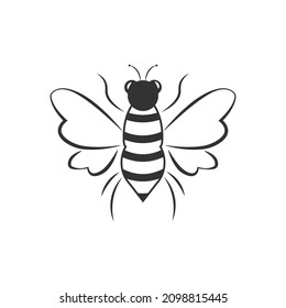 Honey bee icon. Vector illustration isolated on white background.