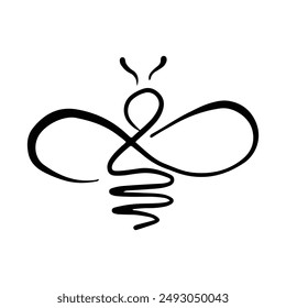 Honigbienen-Symbol. Vektorillustration isoliert auf weißem Hintergrund. Handgezeichnetes Doodle einer Biene. Honigbienen-Tattoo