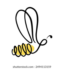 Honey bee icon. Vector illustration isolated on a white background. Hand drawn doodle of a bee. Honey Bee Line Art