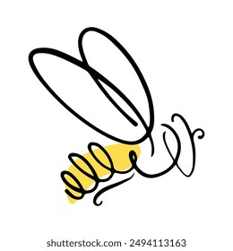 Honigbienen-Symbol. Vektorillustration isoliert auf weißem Hintergrund. Handgezeichnetes Doodle einer Biene. In: Honey Bee Line Art