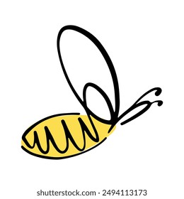 Honigbienen-Symbol. Vektorillustration isoliert auf weißem Hintergrund. Handgezeichnetes Doodle einer Biene. In: Honey Bee Line Art