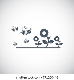 Honey bee icon. Vector illustration.