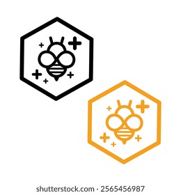 Honey Bee Icon Vector, Bee icon Symbol Vector, Bee Hexagon Logo Icon Image, Bee Icon Vector.