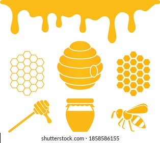 Honey Bee icons. Vector illustrations.