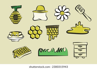 Honey and Bee Illustration Asset
