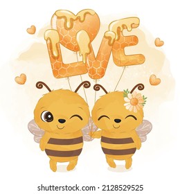 Honey Bee Illustration for Spring Decoration