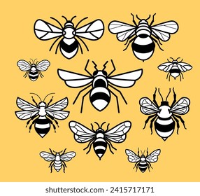 Honey bee illustration vector minimalist design