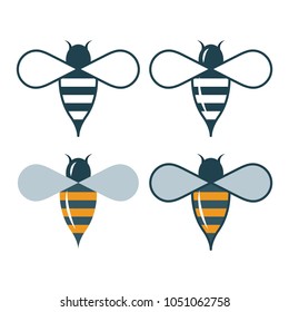 Honey bee illustrations set isolated on white background.
Bee icon ad logo design in color and black and white.
Bee Logo design vector template linear style. Outline icon.