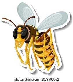 Honey bee insect cartoon sticker illustration