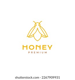 honey bee insect flying bubble bee line wings minimalist logo design vector icon illustration