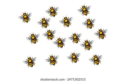 Honey bee isolated cartoon detail.  Vector illustration of honey bee animal on background.  Vector cartoon  of honey bee