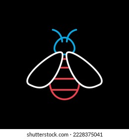 Honey bee isolated on dark background icon. Farm animal sign. Graph symbol for your web site design, logo, app, UI. Vector illustration