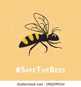 Honey bee isolated on white background. Vector illustration depicting an insect. For the Day of Protection of Bees. Save the bees. Suitable for cutting SVG files on plotter. Bumblebee for shirt design svg