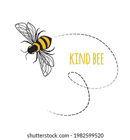 Honey bee isolated on white background. Vector illustration depicting an insect. For the Day of Protection of Bees. Save the bees. Suitable for cutting SVG files on plotter. Bumblebee for shirt design
