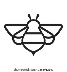 Honey bee isolated vector icon in gold color. Cute, funny insect pictogram. 