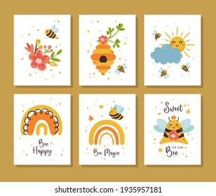Honey Bee kids vector poster templates bundle