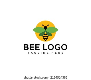 Honey bee leaf logo design