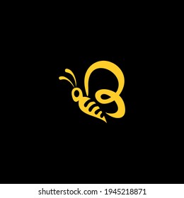 Honey Bee With Letter B On Wings Logo Vector