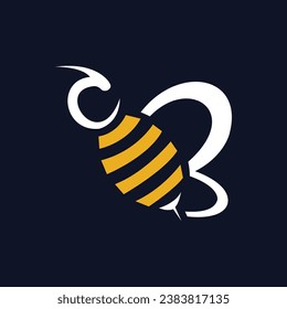 honey bee with letter b on wings logo vector