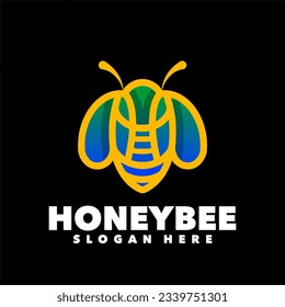 Honey bee line art gradient