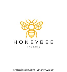 Honey bee line art logo icon design template