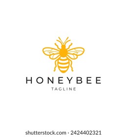 Honey bee line art logo icon design template