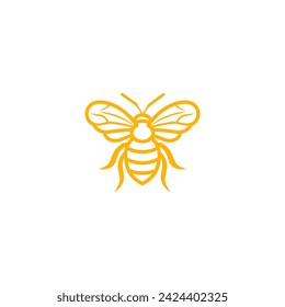 Honey bee line art logo icon design template