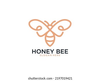 honey bee line art luxury logo design