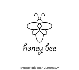 honey bee line cute vector logo.Bee sketch icon for web, mobile and infographics ,Bee vector icon. Bee icon isolated on white background.