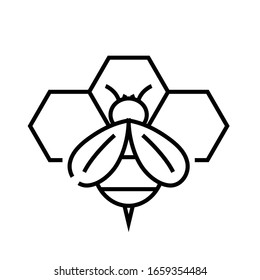 Icono de línea de abejas, signo de concepto, ilustración de vector de contorno, símbolo lineal.