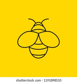 Honey Bee line icon or logo. Outline beekeeping symbol. Vector illustration.