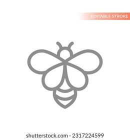 Honey bee line vector icon. Simple honeybee outline.