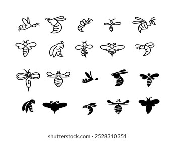 Honey Bee Logo Collection Set 