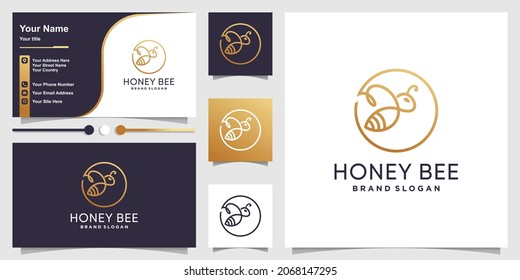 Honey bee logo with creative unique concept Premium Vector