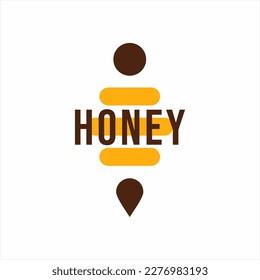 Honey bee logo design with abstract beehive symbol concept with the word Honey in the middle.
