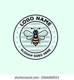 Diseño de logotipo de Abeja. Plantilla circular del logotipo de la abeja bebé