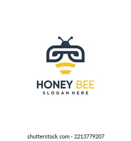 Honey bee logo design with creative and unique idea
